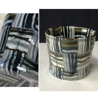 e823 内田泰秀 表裏貫通錦練上手 ぐいのみ 盃 共箱 共布 酒盃