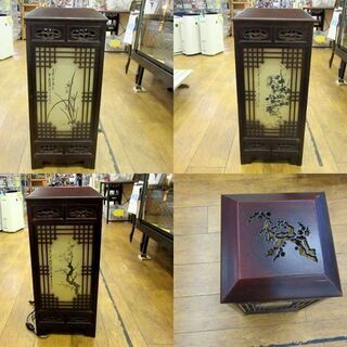 レトロ 水墨画 ガラス行燈 あんどん 行灯 照明器具 木製枠 置行灯 店舗照明 インテリア 和室 札幌 厚別店 レトロ 水墨画 ガラス行燈 あんどん 行灯 照明器具 木製枠 置