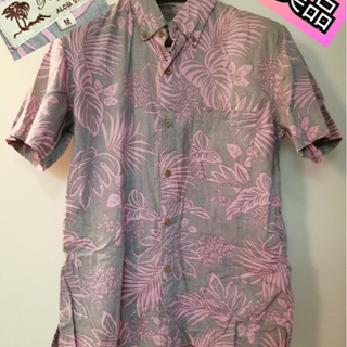 【ネット決済】美品ピンクプリントアロハシャツ総柄涼しい真夏も快適...