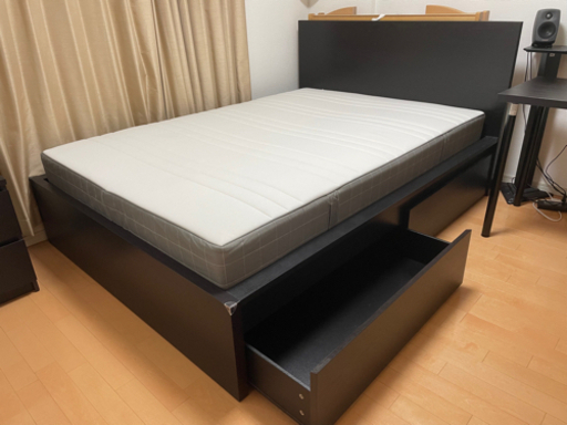 IKEA ベッドフレーム\u0026ベッド下収納\u0026マットレス(ダブル) 8550円