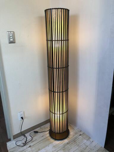 竹製 行灯 高さ150cm 和風照明 フロアースタンド フロアーランプ 木製 行燈照明 ②