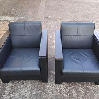 イトーキ　L20　座面本革張り応接椅子３点セット『中古良品』　【リサイクルショップサルフ】