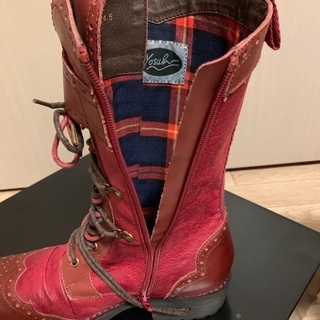 yosuke】レースアップミドルブーツ/レッド