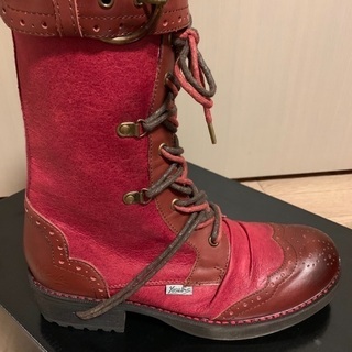 【yosuke】レースアップミドルブーツ/レッド yosuke】レースアップミドルブーツ/レッド