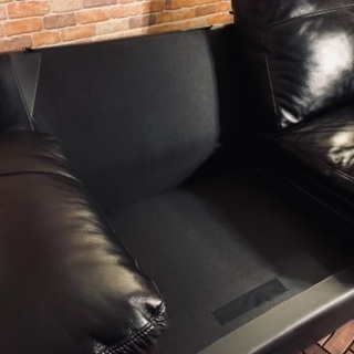 ☑️メルカr売約済み　9万円ニトリ社高級なめし本革2mワイド3Pソファーレザークリーム塗布