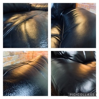 ☑️メルカr売約済み　9万円ニトリ社高級なめし本革2mワイド3Pソファーレザークリーム塗布