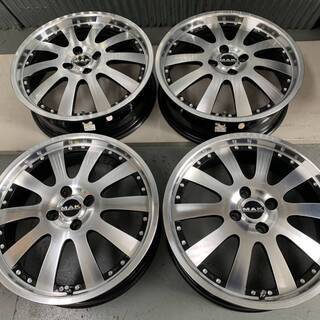 軽自動車★MAK　17×5.5J　4H100　＋45　タントカスタム　ワゴンR　ムーブ　ブラック/ポリッシュ　ブレ・曲がりなし