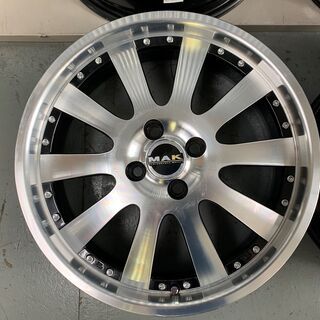 軽自動車★MAK　17×5.5J　4H100　＋45　タントカスタム　ワゴンR　ムーブ　ブラック/ポリッシュ　ブレ・曲がりなし 