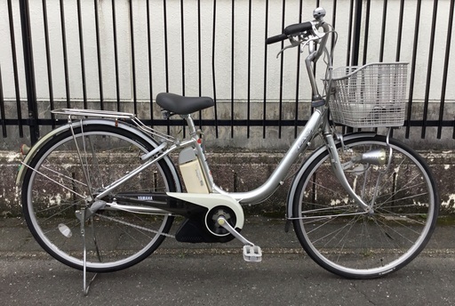 ＜動作＞ヤマハPAS・電動アシスト自転車・3段変速・26インチ・シルバー・整備・お手入れ済・不要自転車無料引取りあり