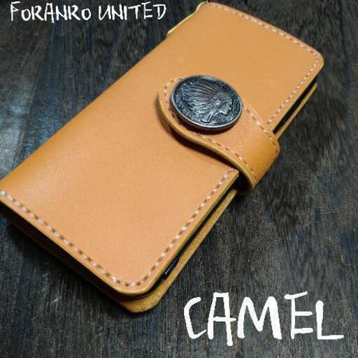 レザースマホケース CAMEL■2ポケ　コンチョタイプ