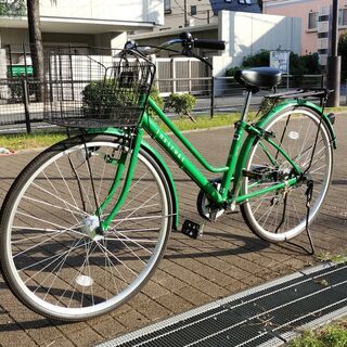 【屋根付き駐輪】27インチ自転車シマノ6段変速ギヤPanasonicLEDオートライト付き