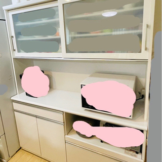 大容量食器棚 光沢 石目調 二つに分解可
