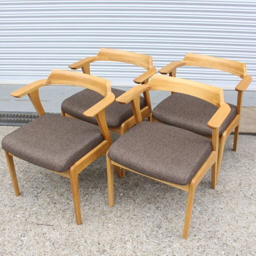 T716) 家具の大丸 risa リサ 肘付きチェアー ハーフアームチェア 天然木 ダイニングチェア 4脚セット 椅子 インテリア