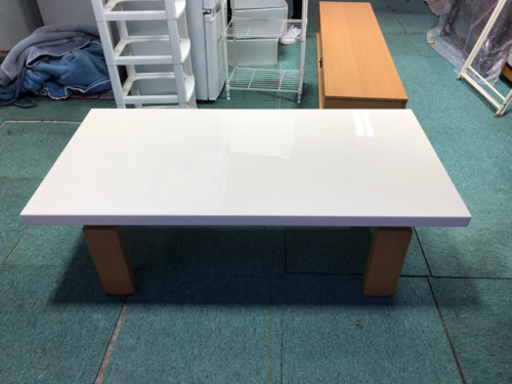 【リサイクルサービス八光　田上店　配達・設置OK】シギヤマ家具　エナメルホワイト　ローテーブル