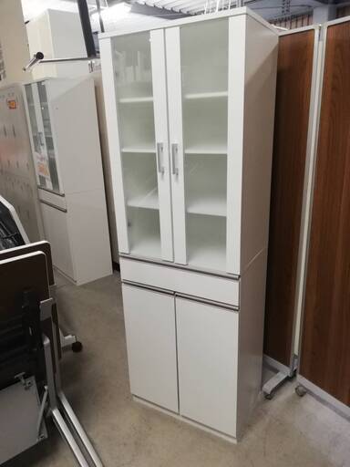 中古美品 ニトリ W600 木製食器棚 SK1860 ホワイト