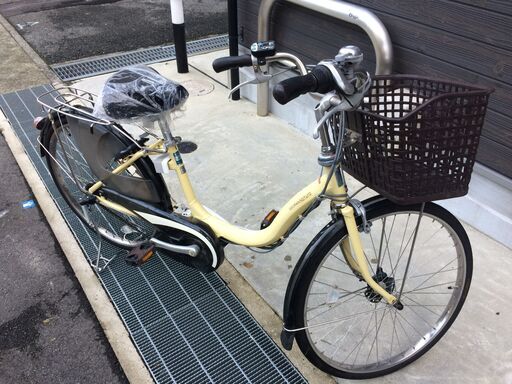 地域限定送料無料　ナチュラ　バッテリー新品　新基準　子供乗せ　24インチ　ヤマハ　黄色　アシスタ　ビビ　神戸市　電動自転車