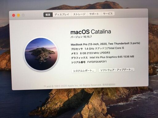 Apple MacBook Pro 13インチ MXK62J/A (Mid 2020) シルバー 256GB