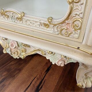 12*2 キャビネット 飾り棚 高級家具 ロココ調 アンティーク ヨーロピアン家具 姫家具 難あり