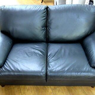 格安！ ニトリ 2人掛け ソファ 幅147×奥86×高79cm 合皮 2シーター ブラック 家具 長椅子 イス 札幌 厚別店 格安！ ニトリ 2人掛け ソファ 幅147×奥86×高79cm 合皮 2シーター