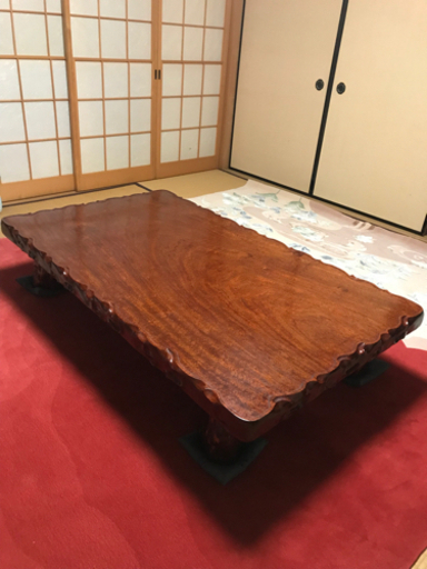 【値下げしました】高級、重厚　木製座卓　非合板　卓面は一本の木から切り出してます