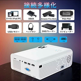 【新品未使用】プロジェクター 6500lm 小型 WiFi ホームプロジェクター 1920×1080P最大解像度 HIFIスピーカー ズーム機能 USB/HDMI/AV/VGA対