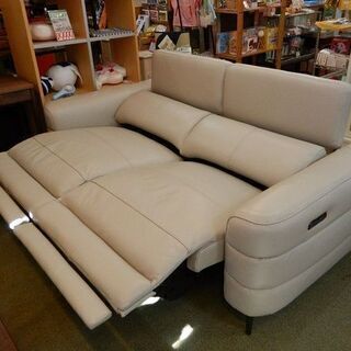 【販売終了しました。ありがとうございます。】筑波産商　レイル　2モーター式　電動リクライニング ソファ　中古美品　/　相模原市　リサイクルショップ　本革　2021年購入　2人掛け　3人掛け