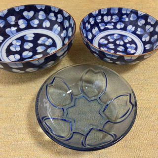 【九谷焼】食器　梅鉢　鉢　ガラス　ボール　3個セット
