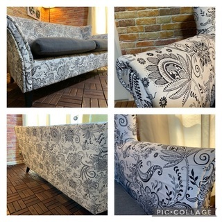 ☑️メルカ売約済み　9万円フランフランアラベスクフェザー3人掛けソファー全面クリーニング済