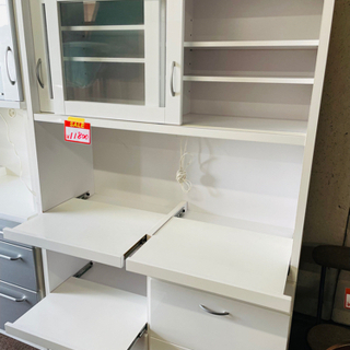 ジモティ来店特価!! スライド食器棚 ホワイト J-0815