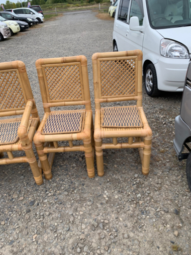 竹の椅子、籐のランプ 籐 ランプシェード 釣鐘型 ラタン製 直径42cm