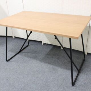 無印良品 折りたたみテーブル 幅120cm オーク材 幅120×奥行70×高さ72cm 省スペースに収納 MUJI テーブル 中古家具 店頭引取歓迎 R4125)