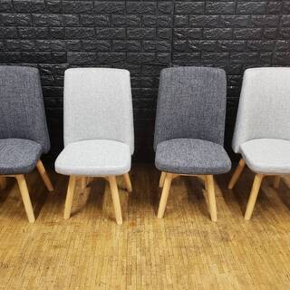 【8458】ダイニング回転チェア４脚セット・ライトグレー×ダークグレー