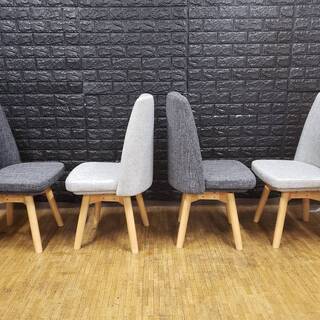 【8458】ダイニング回転チェア４脚セット・ライトグレー×ダークグレー