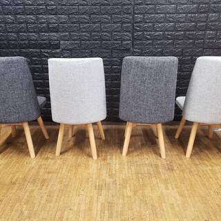 【8458】ダイニング回転チェア４脚セット・ライトグレー×ダークグレー