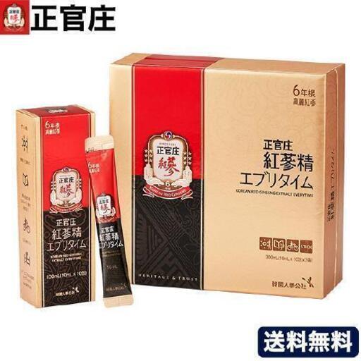 正官庄　紅参精エブリタイム(10ml×30包）1ヶ月分│紅参 6年根 高麗人参 朝鮮人参 こうじん everytime 高麗人参スティック ギフト プレゼント 贈り物 健康 美容