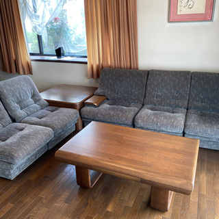 カリモク　布張り　ソファー　3客　①  【お引き取り予定決定済み】