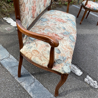 クラッシック 猫脚 2P ソファ ベンチ 花柄 アンティーク ヴィンテージ