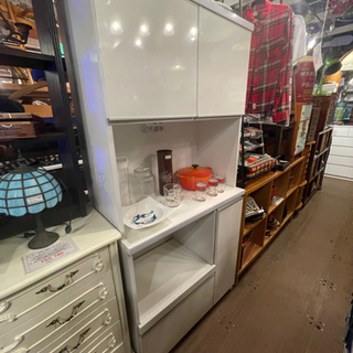 売約済み】 食器棚 レンジボード カップボード キッチン収納 スライド