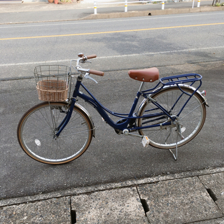 シティサイクル　自転車✨おしゃれデザイン✨24インチ　青色✨鍵あ...