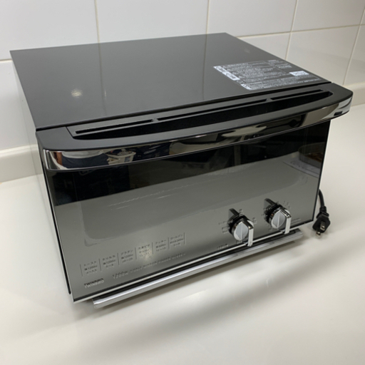 ツインバード \tミラーガラス オーブントースター ブラック トースト 4枚 出力切替（300W～1200W) 　TS-D047B