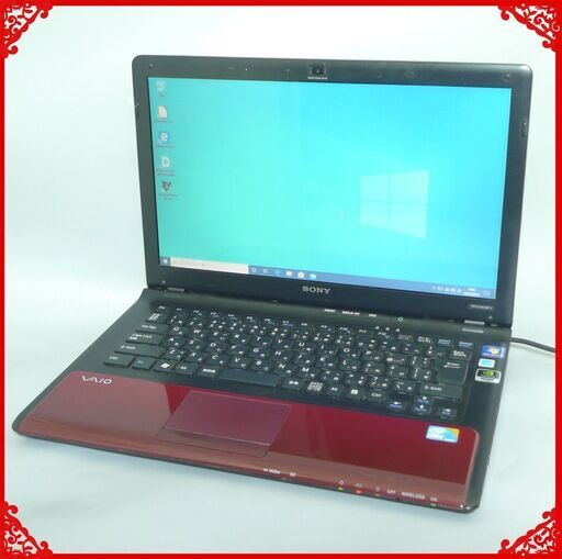 赤色 ノートパソコン Windows10 中古良品 14型ワイド SONY VAIO VPCCW28FJ Core i3 4GB 500GB DVDRW 無線 Wi-Fi Bluetooth Office