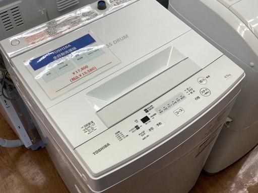 全自動洗濯機 TOSHIBA 4.5kg 2019年製入荷しました