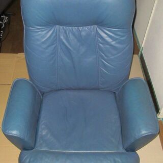 座椅子(リクライニング、回転式) サイドポケット付き 本革製