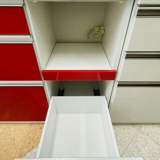 ⭐おしゃれな赤！！ 2面レンジボード ★定価￥108,000 ★ ソフトクローザー スチームオーブン対応⭐