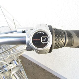 N3971 ブリジストン アルベルト 26インチ 自転車 ３段 変速 シルバー LEDオートライト ママチャリ かご付き 中古