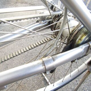 N3971 ブリジストン アルベルト 26インチ 自転車 ３段 変速 シルバー LEDオートライト ママチャリ かご付き 中古