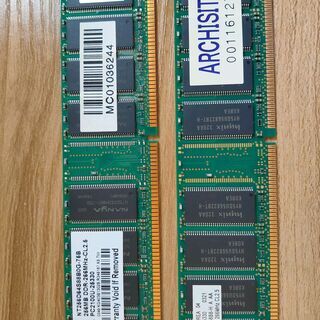 中古：メモリx２枚(DDR 256MB 266MHz CL2.5...
