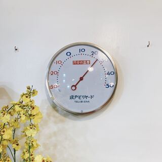 [昭和レトロ　温度計]室温計/壁掛け/円形/丸型/古道具/当時物...