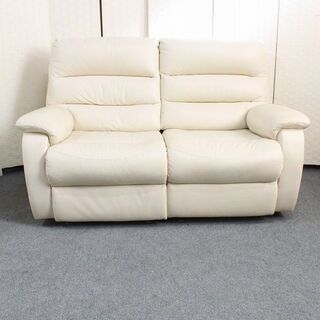 ニトリ 本革電動リクライニングソファ ビリーバー ベージュ 幅152 2P 2人掛け パワーシート NITORI ソファ 中古家具 店頭引取歓迎 R4156)