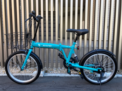 展示品)SIAFEI 変速折りたたみ自転車(水色)